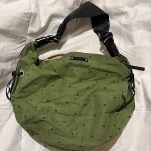SOLDDP-Rare Kate Spade Green Noel Dot Canvas & Leather Tote